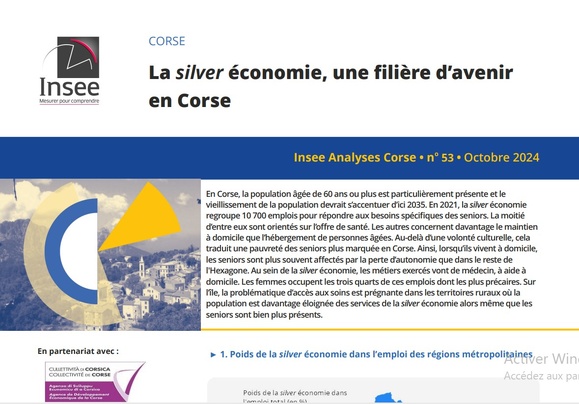 📊"La silver économie, une filière d'avenir en Corse" • Insee Analyses Corse • Octobre 2024