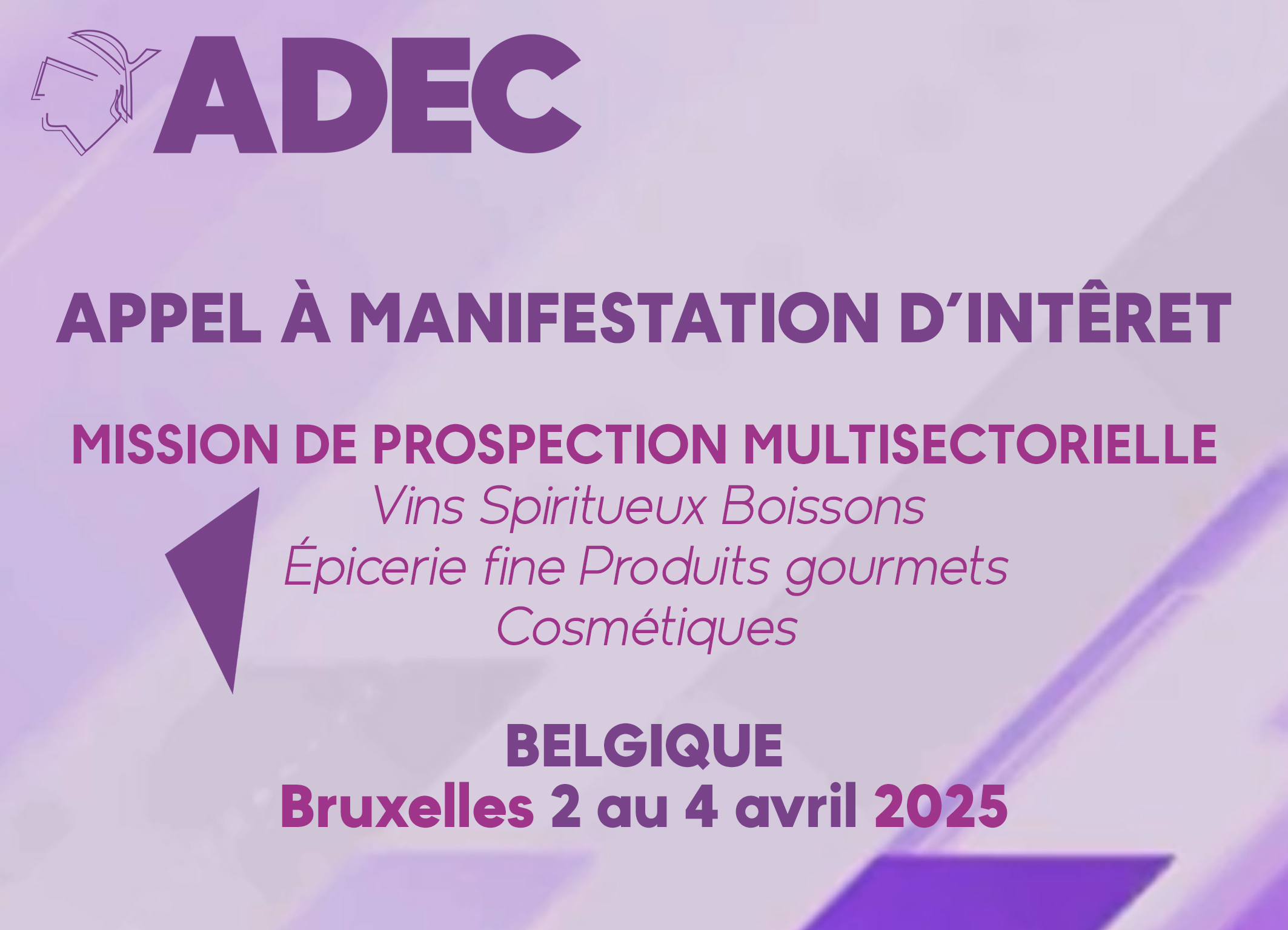 📢 [AMI] APPEL À MANIFESTATION D’INTÉRÊT ►L'ADEC organise une mission de prospection multisectorielle à Bruxelles du 2 au 4 avril 2025