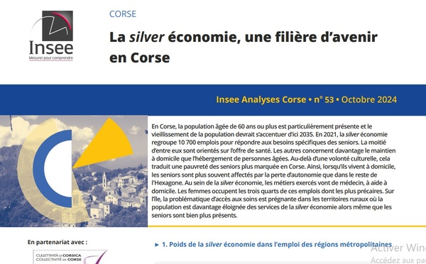 📊"La silver économie, une filière d'avenir en Corse" • Insee Analyses Corse • Octobre 2024